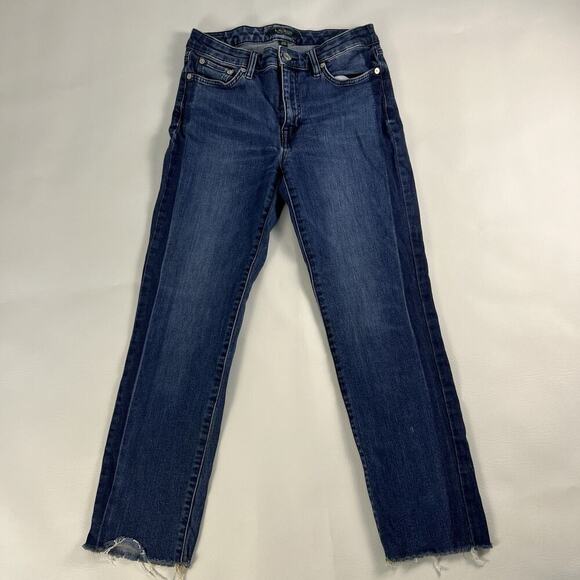Lauren Ralph Lauren Women’s Premier Straight Ankle Jeans Size 6 Distressed Hem - Picture 1 of 12